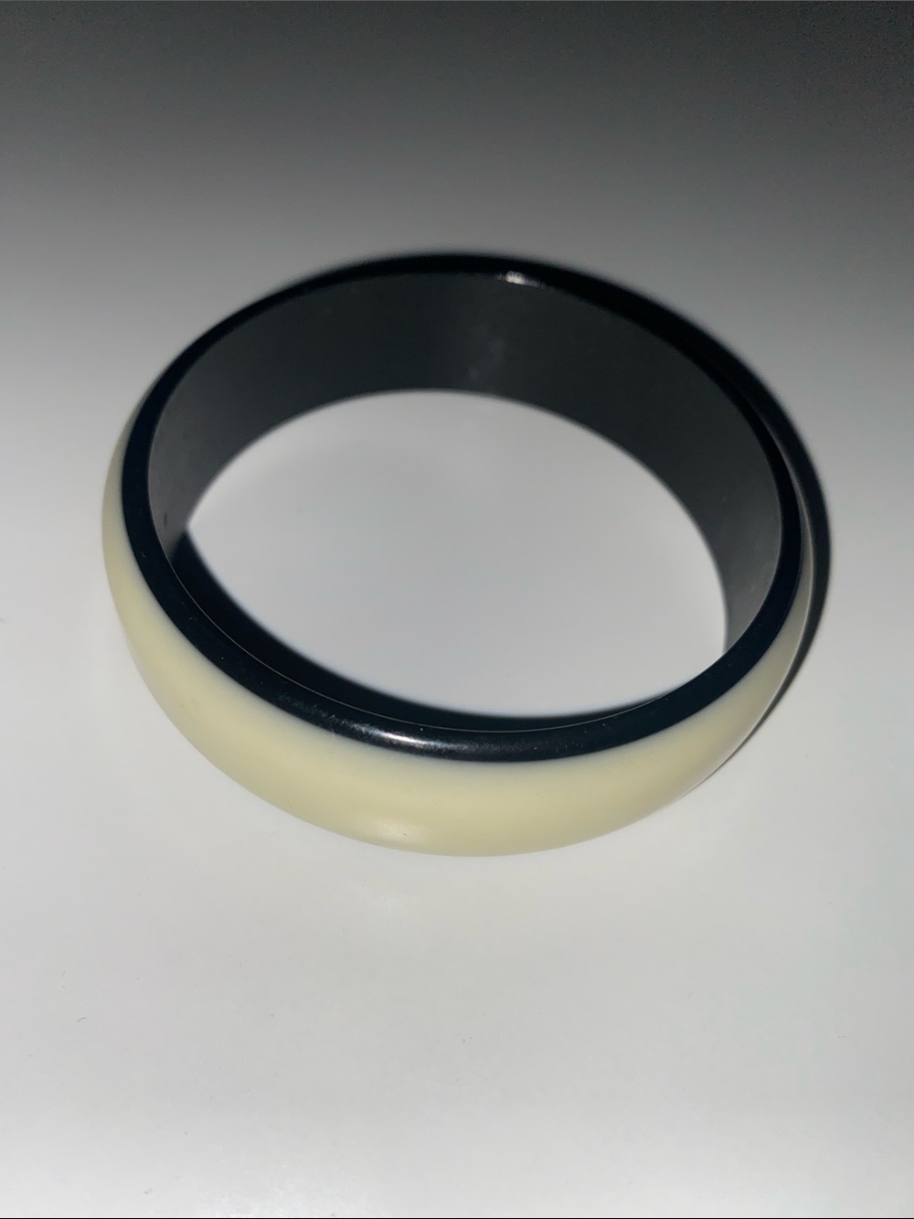 Black and Cream Resin Bangle Bracelet